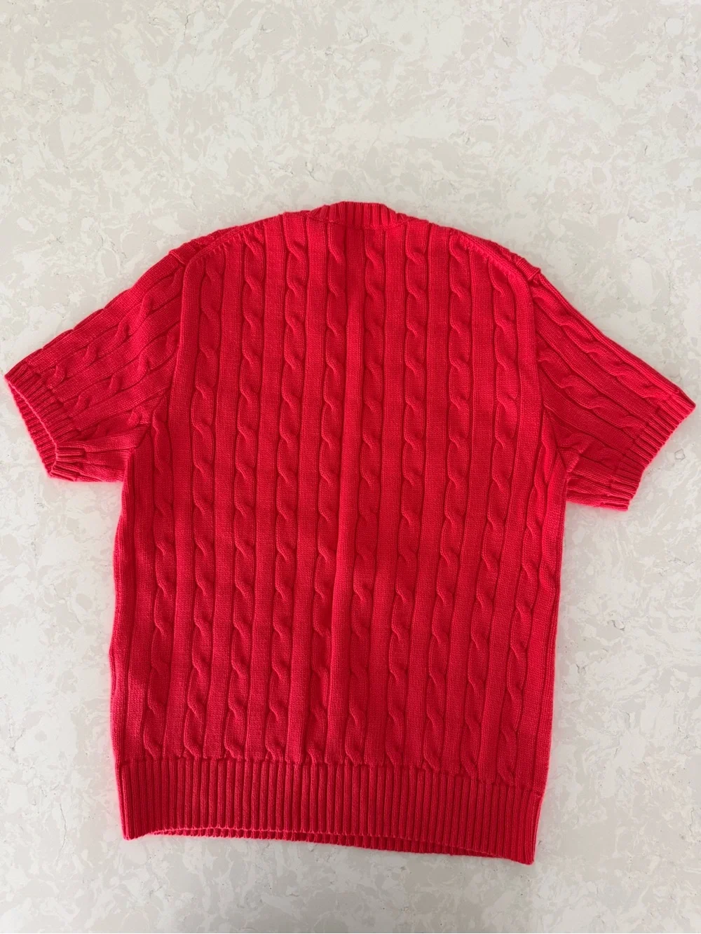 Polo by Ralph Lauren Bright Red Cable Short-Sleeve Crewneck Sweater - Picture 4 of 4